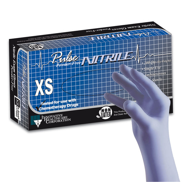 Pulse® Nitrile Exam Glove X-Small NonSterile Nitrile Standard Cuff Length Textured Fingertips Aqua Blue Chemo Tested / Fentanyl Tested (764268_EA) 1/EA