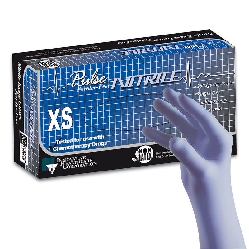 Pulse® Nitrile Exam Glove X-Small NonSterile Nitrile Standard Cuff Length Textured Fingertips Aqua Blue Chemo Tested / Fentanyl Tested (764268_EA) 1/EA