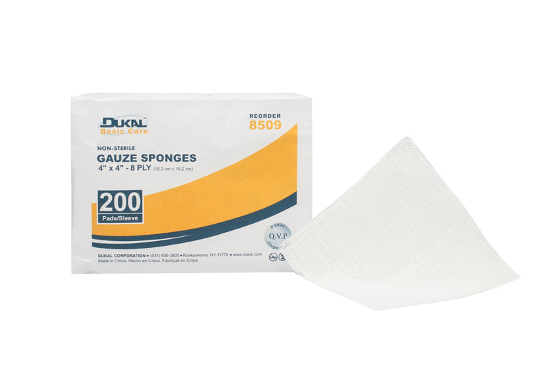 Basic Care Gauze Sponge 4 X 4 Inch 8-Ply NonSterile 200 per Pack (919336_CS) 4000/CS
