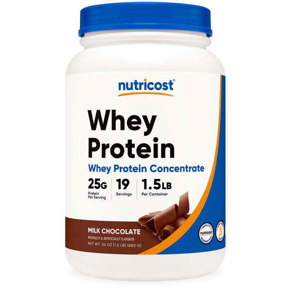 Nutricost Whey Protein Concentrate Oral Supplement Chocolate Flavor Powder 1.5 lb. Canister (1270267_CS) 6/CS