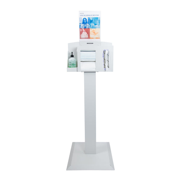 McKesson Hygiene Dispensing Station Floor Stand Quartz Beige 18 W X 59.10 H X 18 D Inch Aluminum / Cold Rolled Steel / PETG Plastic (1114750_EA) 1/EA