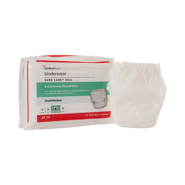 Sure Care™ Ultra Unisex Adult Absorbent Underwear Pull On with Tear Away Seams Medium Disposable Heavy Absorbency (960586_CS) 80/CS
