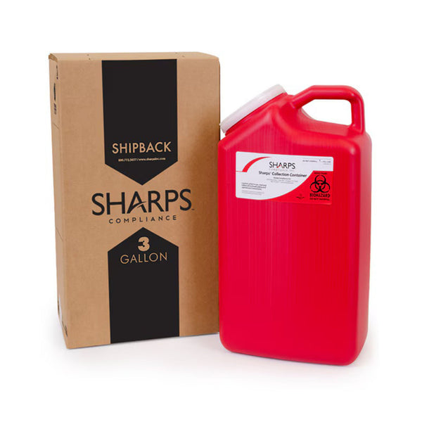 Sharps Recovery System™ Mailback Sharps Container Red Base 17 H X 6 W X 9 L Inch Vertical Entry 3 Gallon (580218_CS) 8/CS