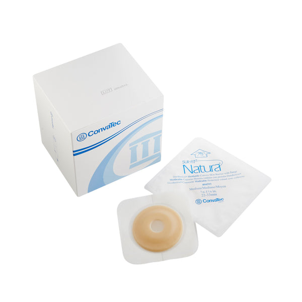 Sur-Fit Natura® Durahesive® Ostomy Barrier Moldable, Extended Wear Acrylic Tape 45 mm Flange Sur-Fit Natura® System Hydrocolloid 7/8 to 1-1/4 Inch Opening 4-1/2 X 4-1/2 Inch (461894_BX) 10/BX