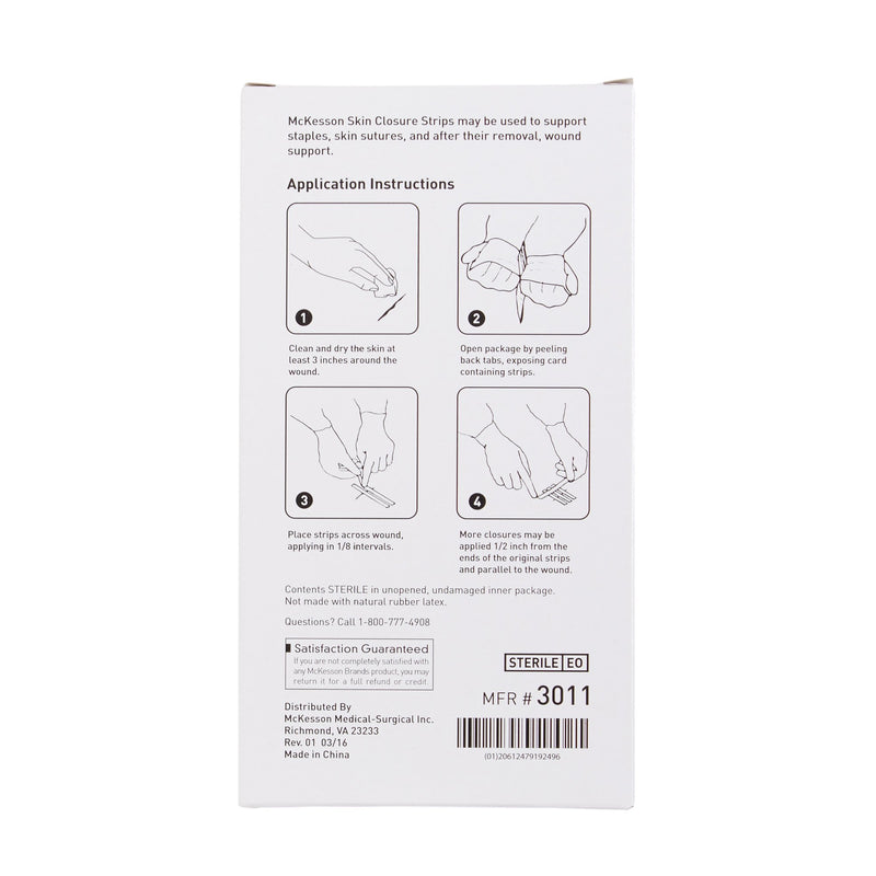 McKesson Skin Closure Strip 1 X 5 Inch Nonwoven Material Reinforced Strip White (876310_PK) 1/PK