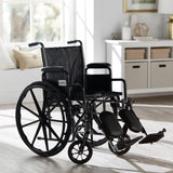 McKesson Wheelchair Dual Axle Desk Length Arm Swing-Away Elevating Legrest Black Upholstery 18 Inch Seat Width Adult 300 lbs. Weight Capacity (1065277_EA) 1/EA