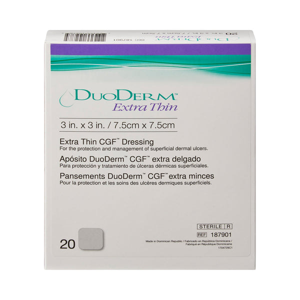DuoDERM® Extra Thin CGF® Thin Hydrocolloid Dressing Film Backing 3 X 3 Inch Square Hydrocolloid / Film (205195_EA) 1/EA