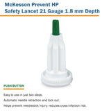 McKesson Prevent® HP Safety Lancet 21 Gauge Retractable Push Button Activation Finger (1217984_CS) 2000/CS