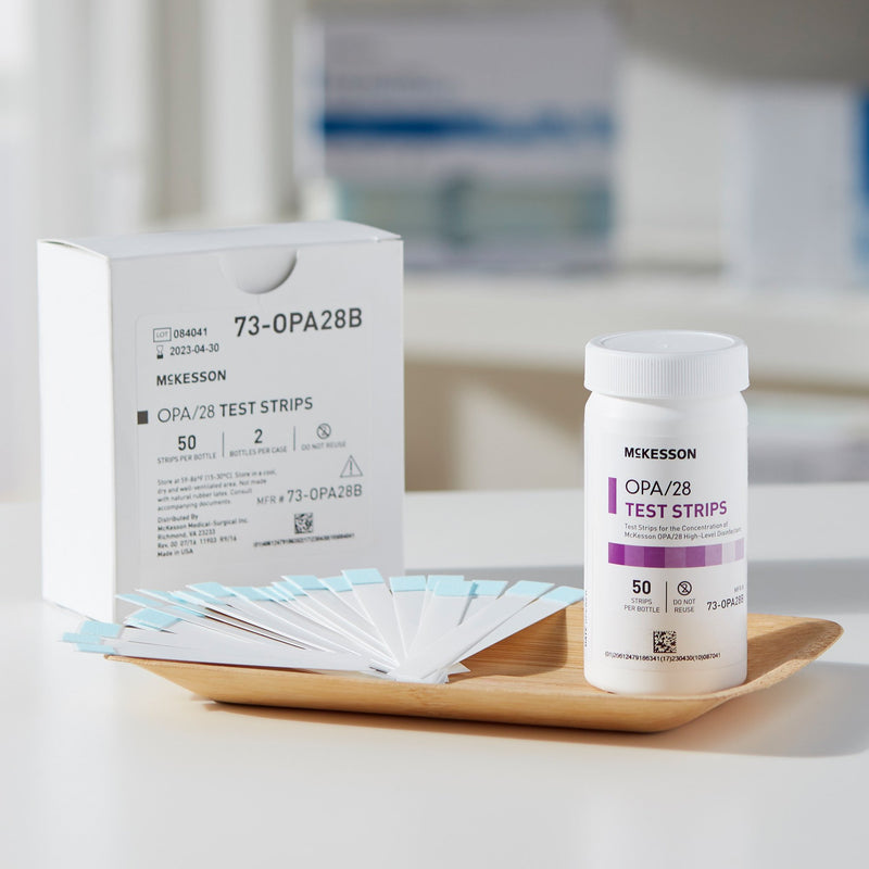 McKesson OPA/28 OPA Concentration Indicator Pad 50 Test Strips Bottle Single Use (852218_CS) 2/CS