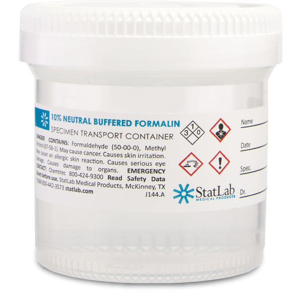 StatClick™ Prefilled Formalin Container 45 mL Fill in 90 mL (3 oz.) Screw Cap Warning Label NonSterile (1002259_EA) 1/EA
