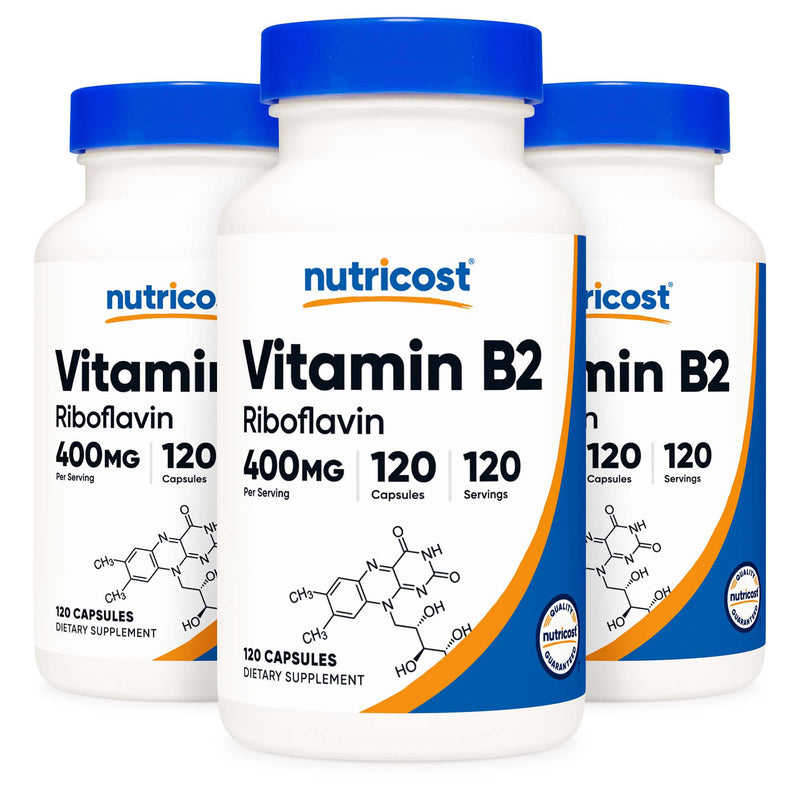 nutricost® Vitamin B2 Riboflavin Dietary Supplement Vitamin B2 400 mg Strength Capsule 120 Per Bottle (1270249_BT) 1/BT
