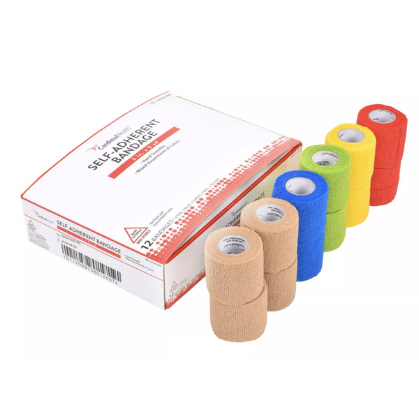 Cardinal Health™ Cohesive Bandage 2 Inch X 5 Yard Self-Adherent Closure Assorted Colors NonSterile Standard Compression (1211014_BX) 12/BX