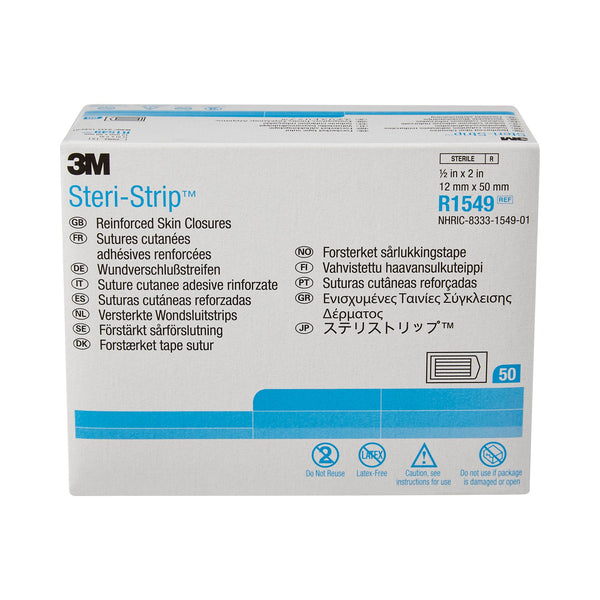 Steri-Strip™ Skin Closure Strip 1/2 X 2 Inch Nonwoven Material Reinforced Strip White (237687_BX) 50/BX