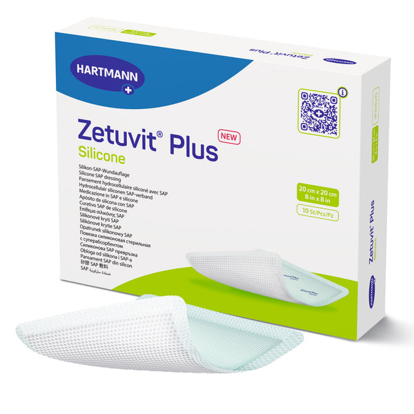 Zetuvit® Plus Silicone Super Absorbent Dressing Silicone Adhesive 8 X 8 Inch Square (1181539_EA) 1/EA