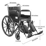 McKesson Wheelchair Dual Axle Full Length Arm Swing-Away Elevating Legrest Black Upholstery 18 Inch Seat Width Adult 300 lbs. Weight Capacity (1065275_EA) 1/EA