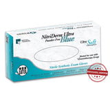NitriDerm® Ultra Blue Exam Glove Medium NonSterile Nitrile Standard Cuff Length Fully Textured Light Blue Chemo Tested / Fentanyl Tested (784391_CS) 1000/CS