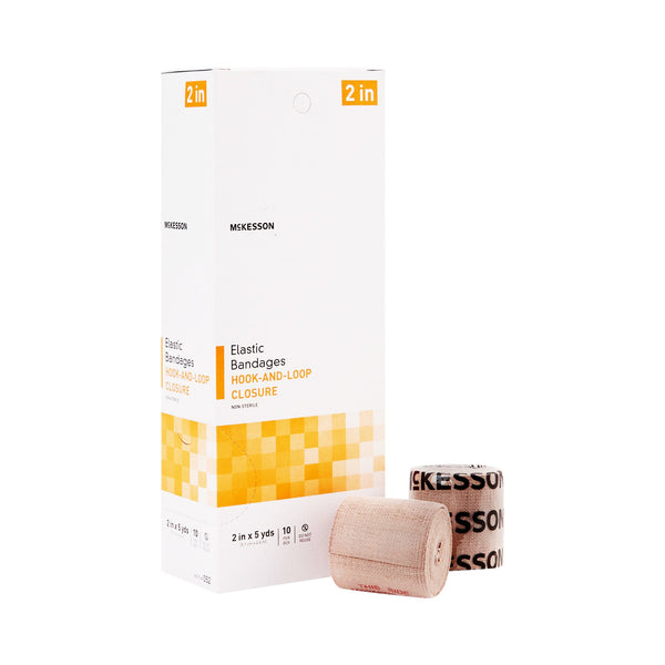McKesson Elastic Bandage 2 Inch X 5 Yard Single Hook and Loop Closure Tan NonSterile Standard Compression (911846_CS) 5/CS