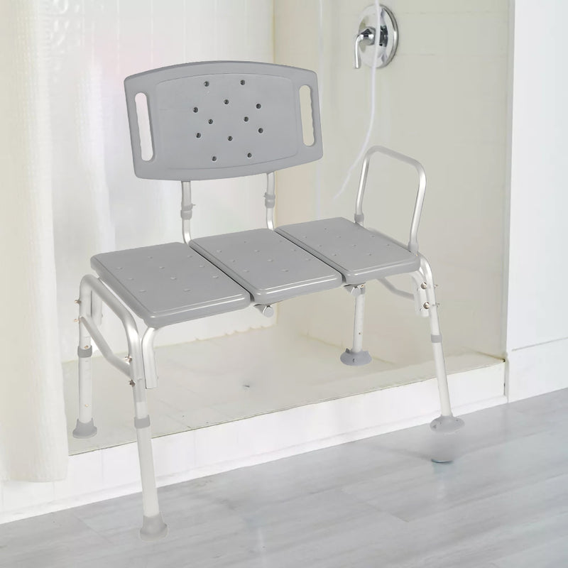 McKesson Knocked Down Bariatric Bath Transfer Bench Arm Rail 18-1/4 to 23-1/4 Inch Seat Height 500 lbs. Weight Capacity (1128903_EA) 1/EA