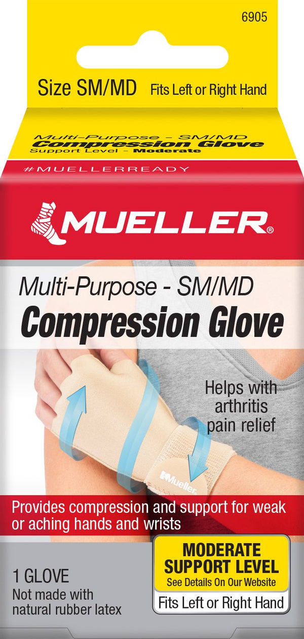 Mueller® Compression & Support Gloves Compression Glove Fingerless Small / Medium Over-the-Wrist Length Ambidextrous (1141666_EA) 1/EA