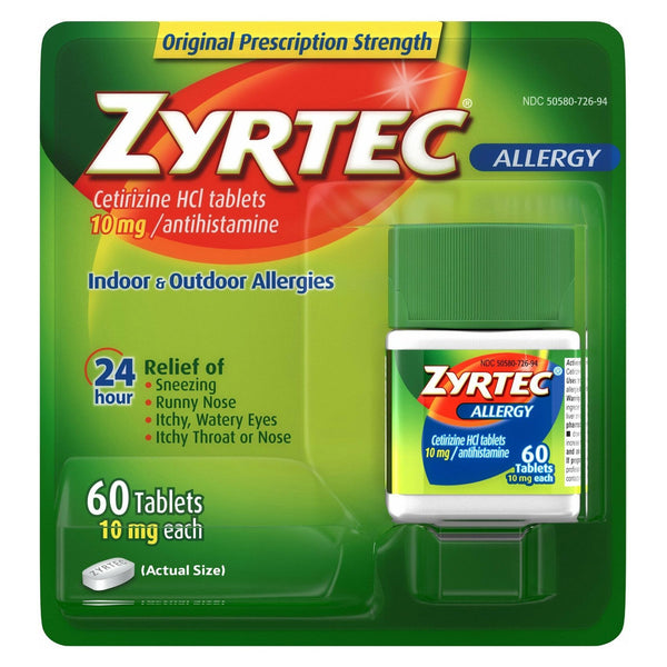 Zyrtec® Allergy Relief 10 mg Strength Tablet 60 per Bottle (1170230_BT) 1/BT