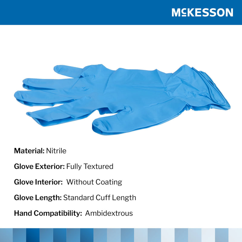 McKesson Confiderm® 6.8C Exam Glove Medium NonSterile Nitrile Standard Cuff Length Fully Textured Blue Chemo Tested / Fentanyl Tested (1225746_BX) 100/BX