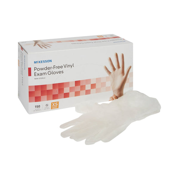 McKesson Exam Glove X-Small NonSterile Vinyl Standard Cuff Length Smooth Clear Not Rated (832680_CS) 1500/CS