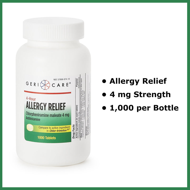 HEALTHSTAR® Allergy Relief 4 mg Strength Tablet 1,000 per Bottle (558678_CS) 12/CS