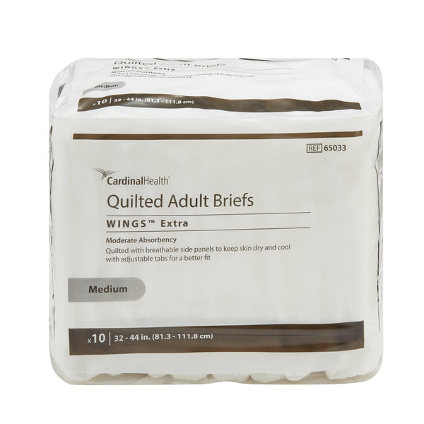 Wings™ Extra Quilted Unisex Adult Incontinence Brief Medium Disposable Moderate Absorbency (780352_CS) 100/CS