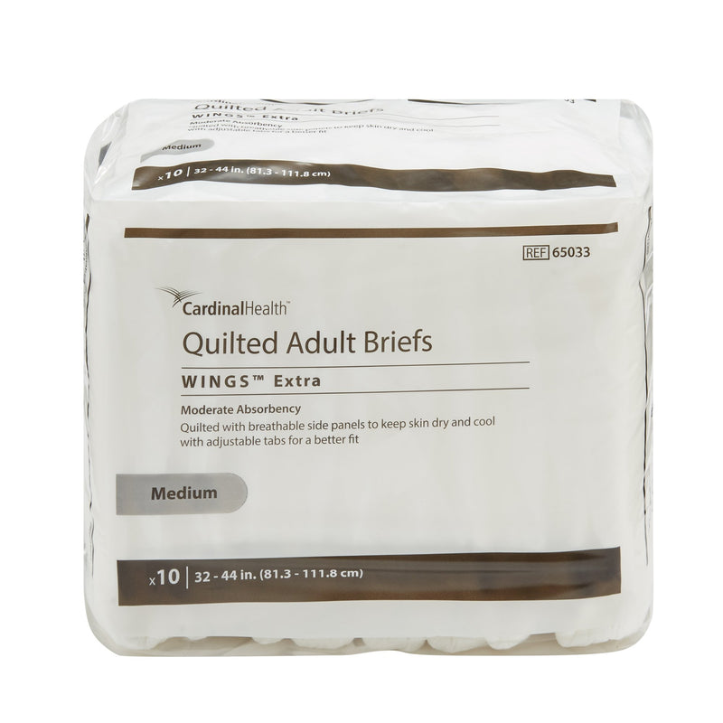Wings™ Extra Quilted Unisex Adult Incontinence Brief Medium Disposable Moderate Absorbency (780352_CS) 100/CS
