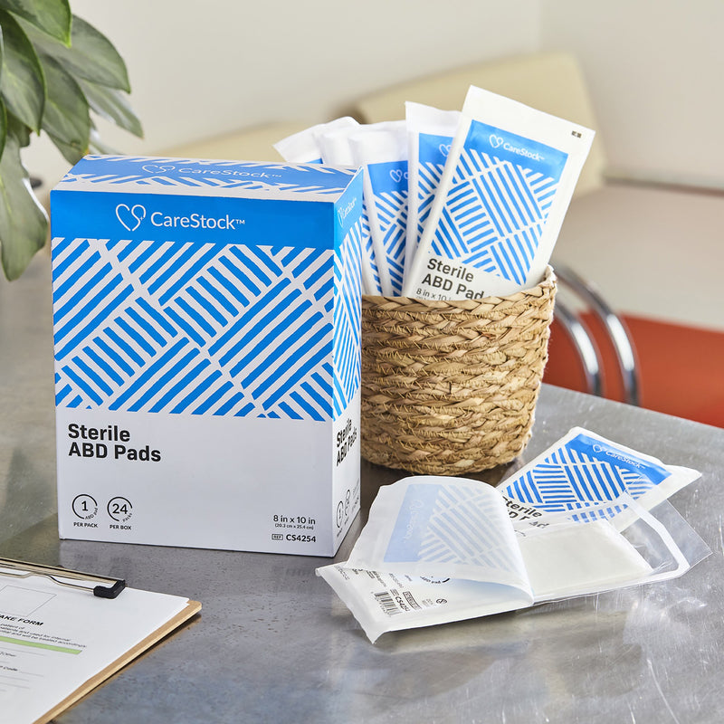 CareStock™ Abdominal Pad 8 X 10 Inch Sterile 1 per Pack (1242222_BX) 24/BX