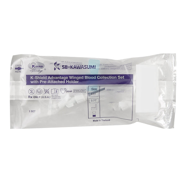 K-Shield® Advantage Blood Collection Set with Holder 21 Gauge 3/4 Inch Needle Length Safety Needle 12 Inch Tubing Sterile (873721_CS) 100/CS