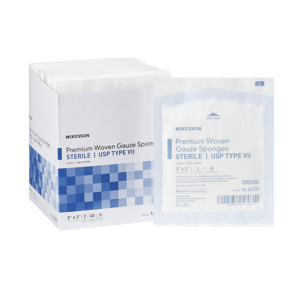 McKesson Gauze Sponge 3 X 3 Inch 12-Ply Sterile 2 per Pack (447084_CS) 1200/CS