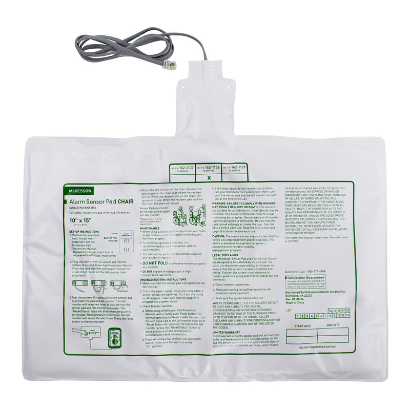 McKesson Brand Chair Sensor Pad 10 X 15 Inch (1020963_EA) 1/EA