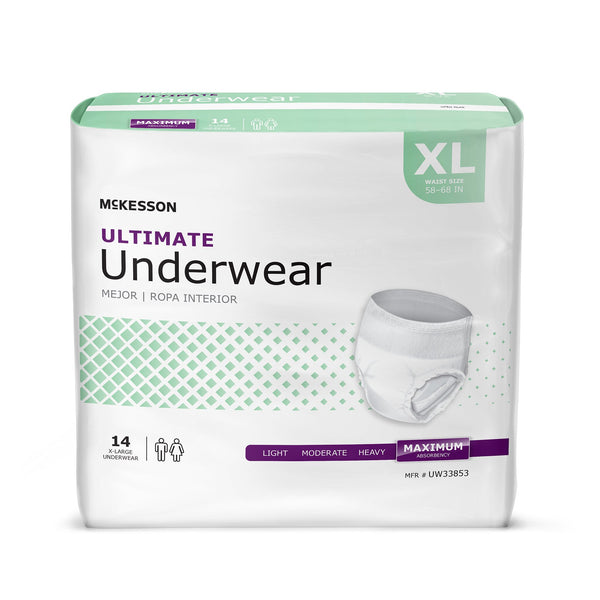 McKesson Unisex Adult Absorbent Underwear Pull On with Tear Away Seams X-Large Disposable Heavy Absorbency (1123837_CS) 56/CS