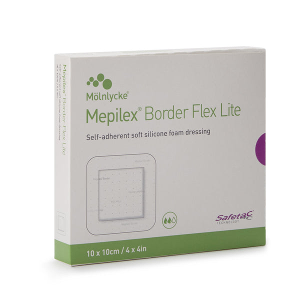 Mepilex® Border Flex Lite Thin Foam Dressing 4 X 4 Inch With Border Film Backing Silicone Adhesive Square Sterile (1195997_BX) 5/BX