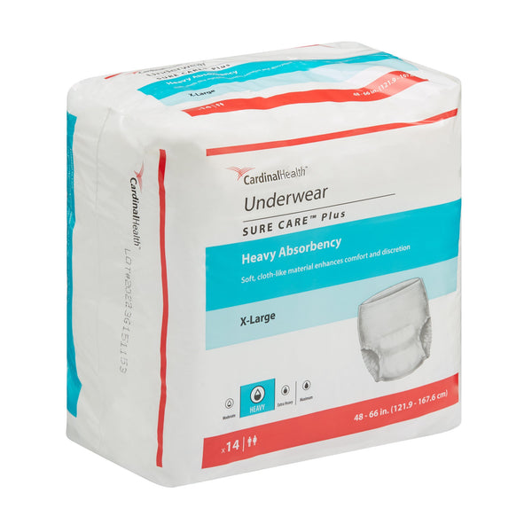 Sure Care™ Plus Unisex Adult Absorbent Underwear Pull On with Tear Away Seams X-Large Disposable Heavy Absorbency (439577_CS) 56/CS