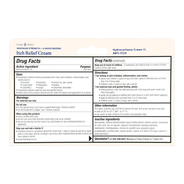 Foster & Thrive™ Itch Relief 1% Strength Cream 1 oz. Tube (1245012_EA) 1/EA