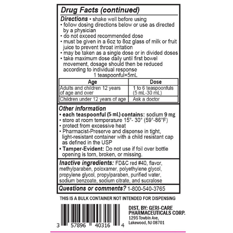 Geri-Care® Stool Softener Cherry Liquid 16 oz. 50 mg / 5 mL Strength Docusate Sodium (1226011_CS) 12/CS