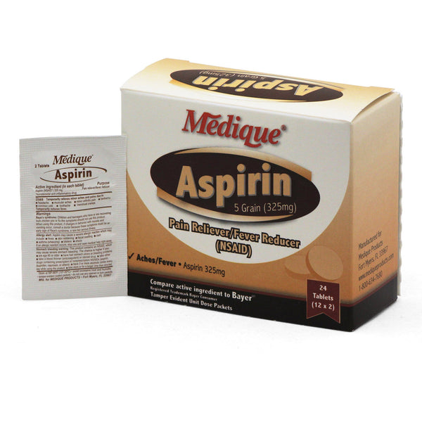 Medique Products Pain Relief 325 mg Strength Aspirin Tablet 24 per Box (498707_BX) 1/BX
