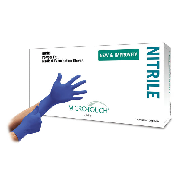 Micro-Touch® Nitrile Exam Glove X-Small NonSterile Nitrile Standard Cuff Length Textured Fingertips Blue Chemo Tested (703149_BX) 1/BX