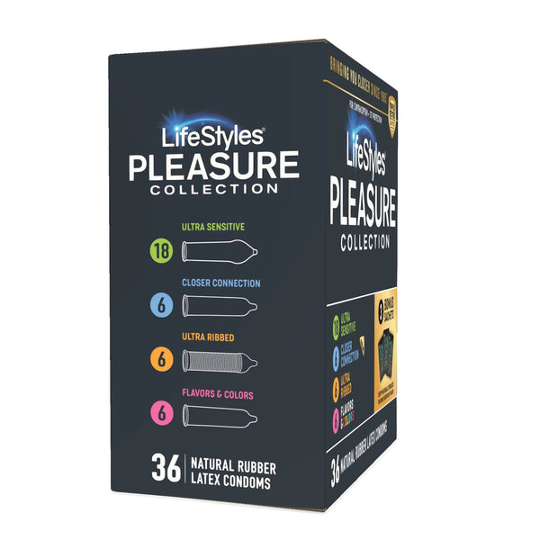 Lifestyles® Pleasure Collection Condom Variety Pack Lubricated One Size Fits Most 36 Per Box (1256944_BX) 1/BX