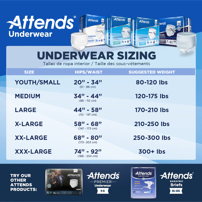 Attends® Overnight Unisex Adult Absorbent Underwear Pull On with Tear Away Seams Large Disposable Heavy Absorbency (830764_BG) 14/BG