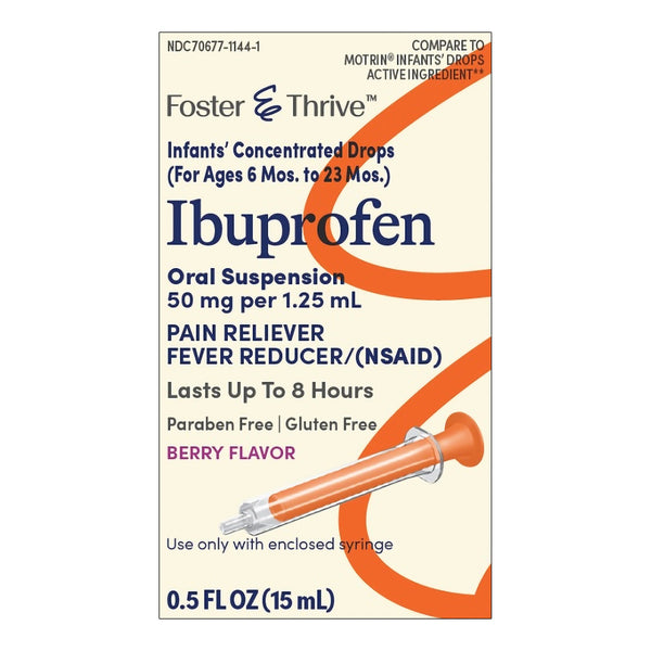 Foster & Thrive™ Infants' Pain Relief 50 mg / 1.25 mL Strength Ibuprofen Oral Suspension 0.5 oz. (1238974_EA) 1/EA