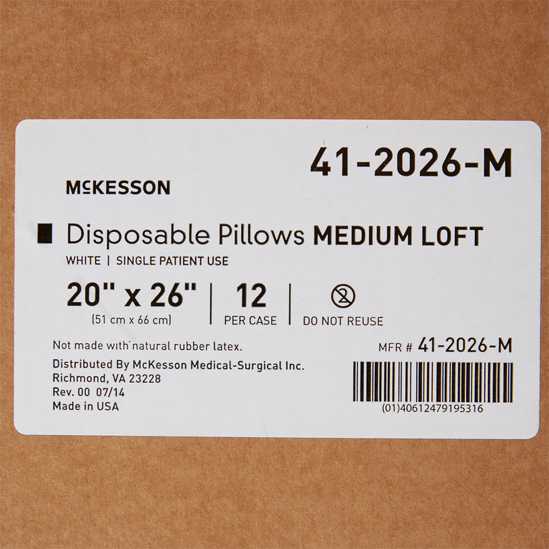 McKesson Bed Pillow 20 X 26 Inch White Single Patient Use (939593_EA) 1/EA