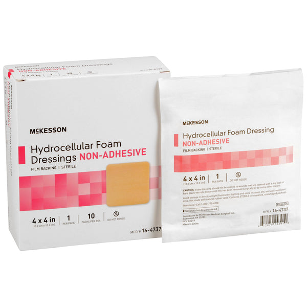 McKesson Foam Dressing 4 X 4 Inch Without Border Film Backing Nonadhesive Square Sterile (1138302_EA) 1/EA