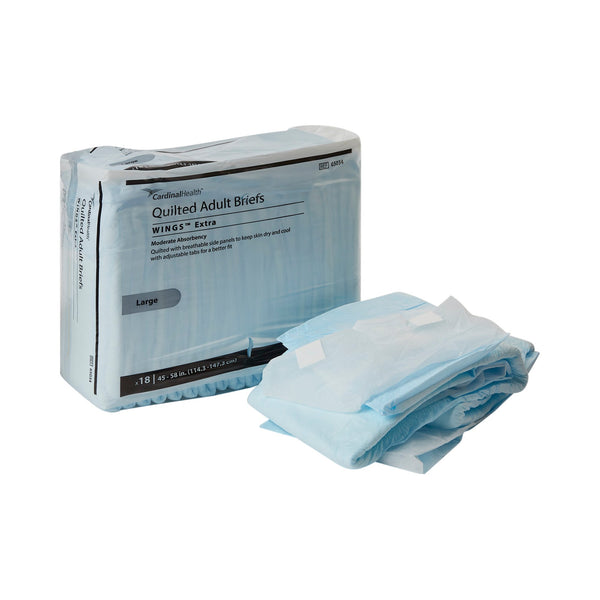 Wings™ Extra Quilted Unisex Adult Incontinence Brief Large Disposable Moderate Absorbency (849690_BG) 18/BG