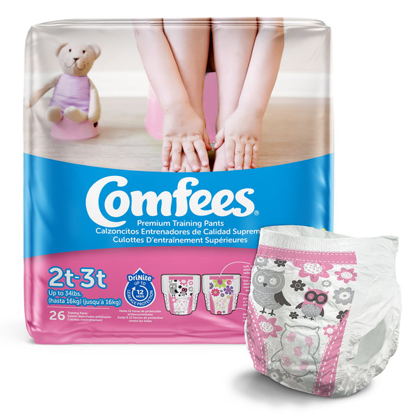 Comfees® Female Toddler Training Pants Pull On with Tear Away Seams Size 2T to 3T Disposable Moderate Absorbency (993239_BG) 26/BG