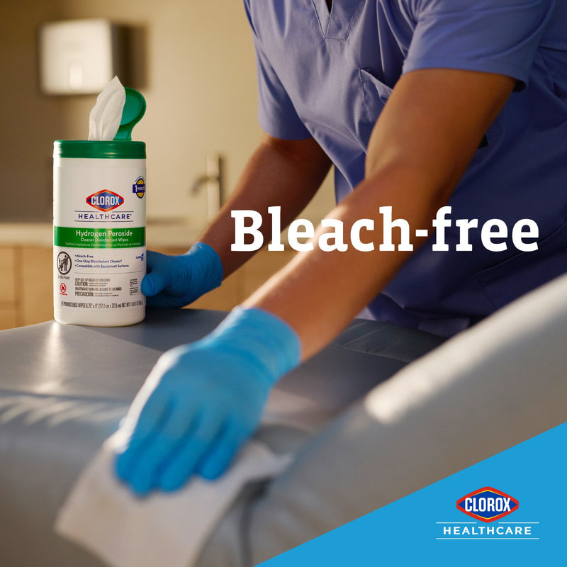 Clorox Healthcare® Surface Disinfectant Cleaner Premoistened Hydrogen Peroxide Based Manual Pull Wipe 155 Count Canister Unscented NonSterile (853530_CT) 1/CT