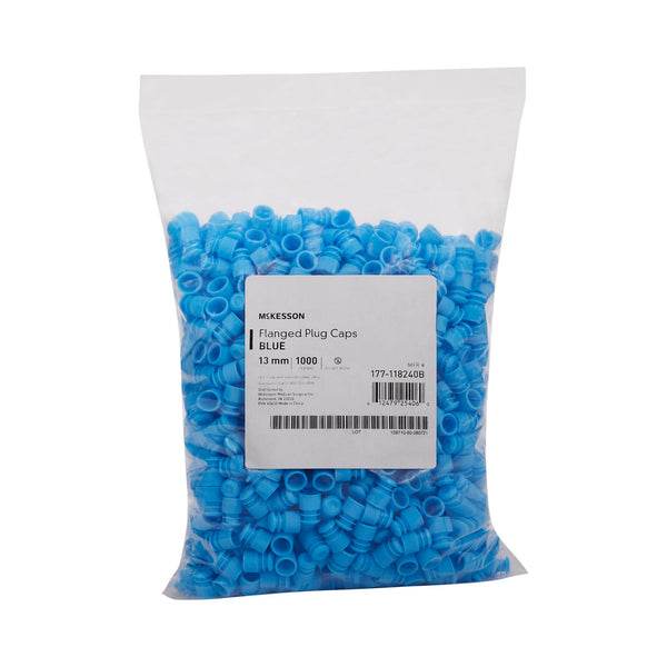 McKesson Tube Closure Polyethylene Flanged Plug Cap Blue 13 mm For Use with 13 mm Blood Drawing Tubes, Glass Test Tubes, Plastic Culture Tubes NonSterile (1175277_BG) 1000/BG