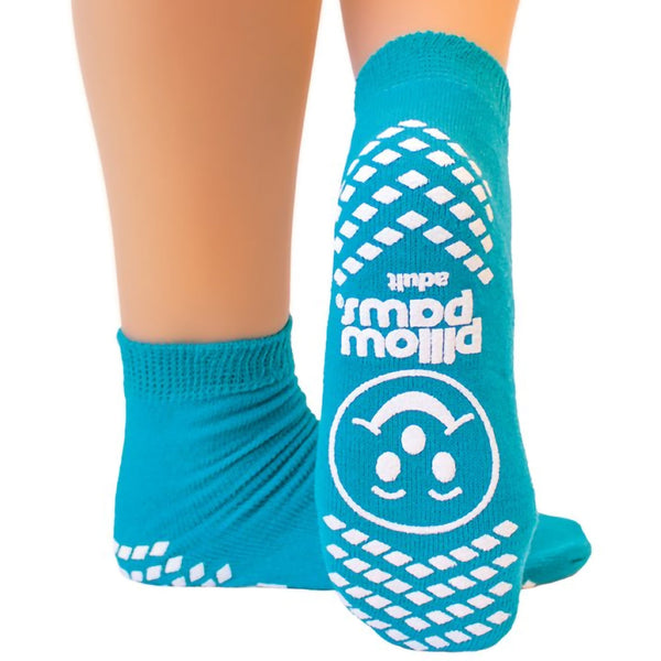 Pillow Paws® Single Imprint Terries™ Slipper Socks Unisex Adult One Size Fits Most Single Tread Single Patient Use Teal (276560_PR) 1/PR